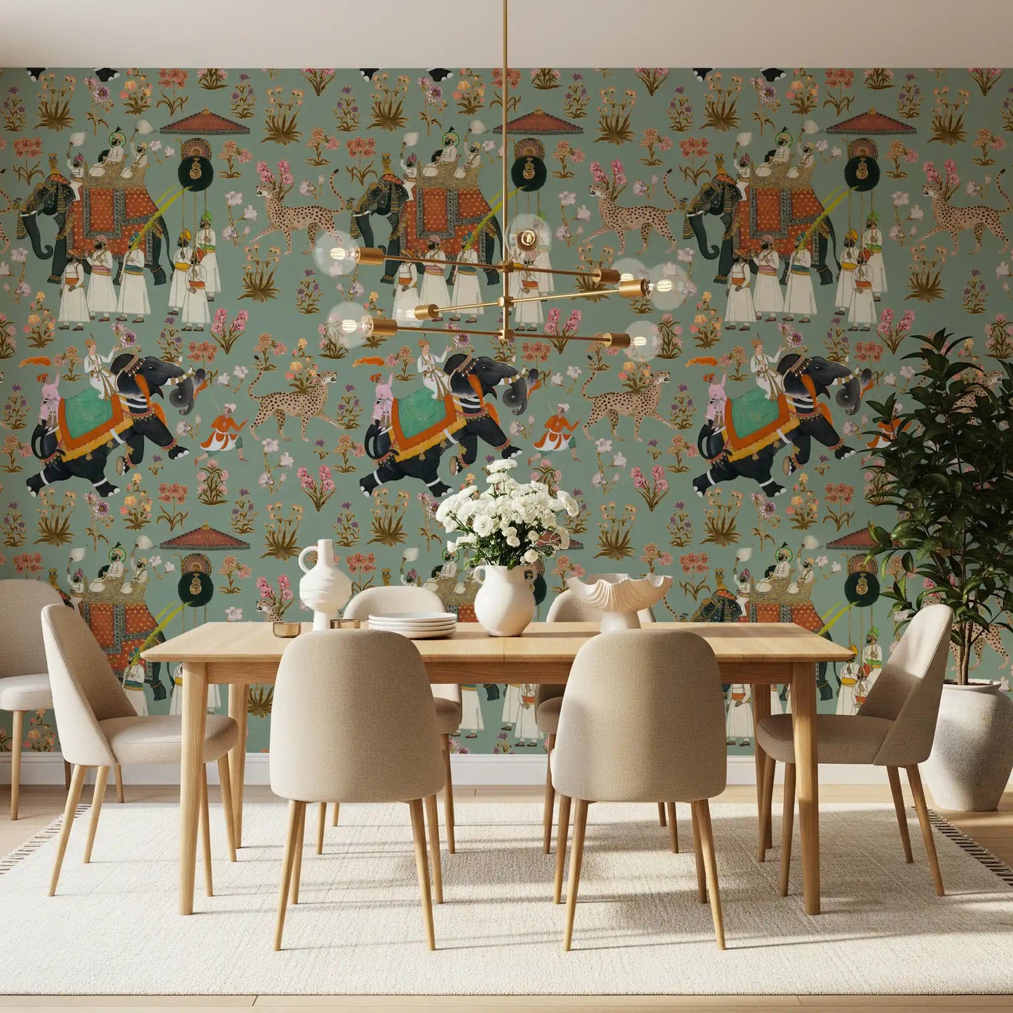 Regal Elephant Procession Wall Mural