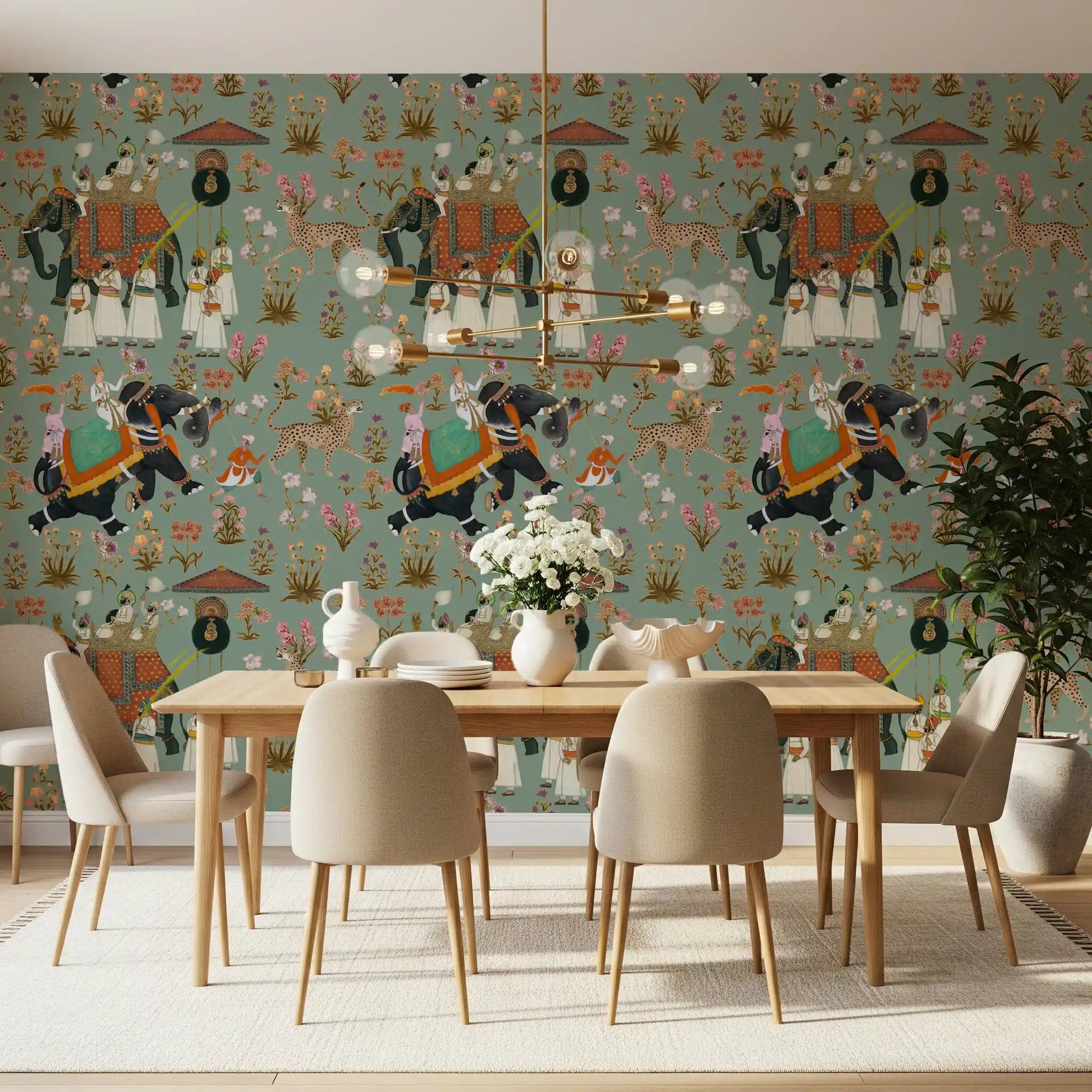 Regal Elephant Procession Wall Mural