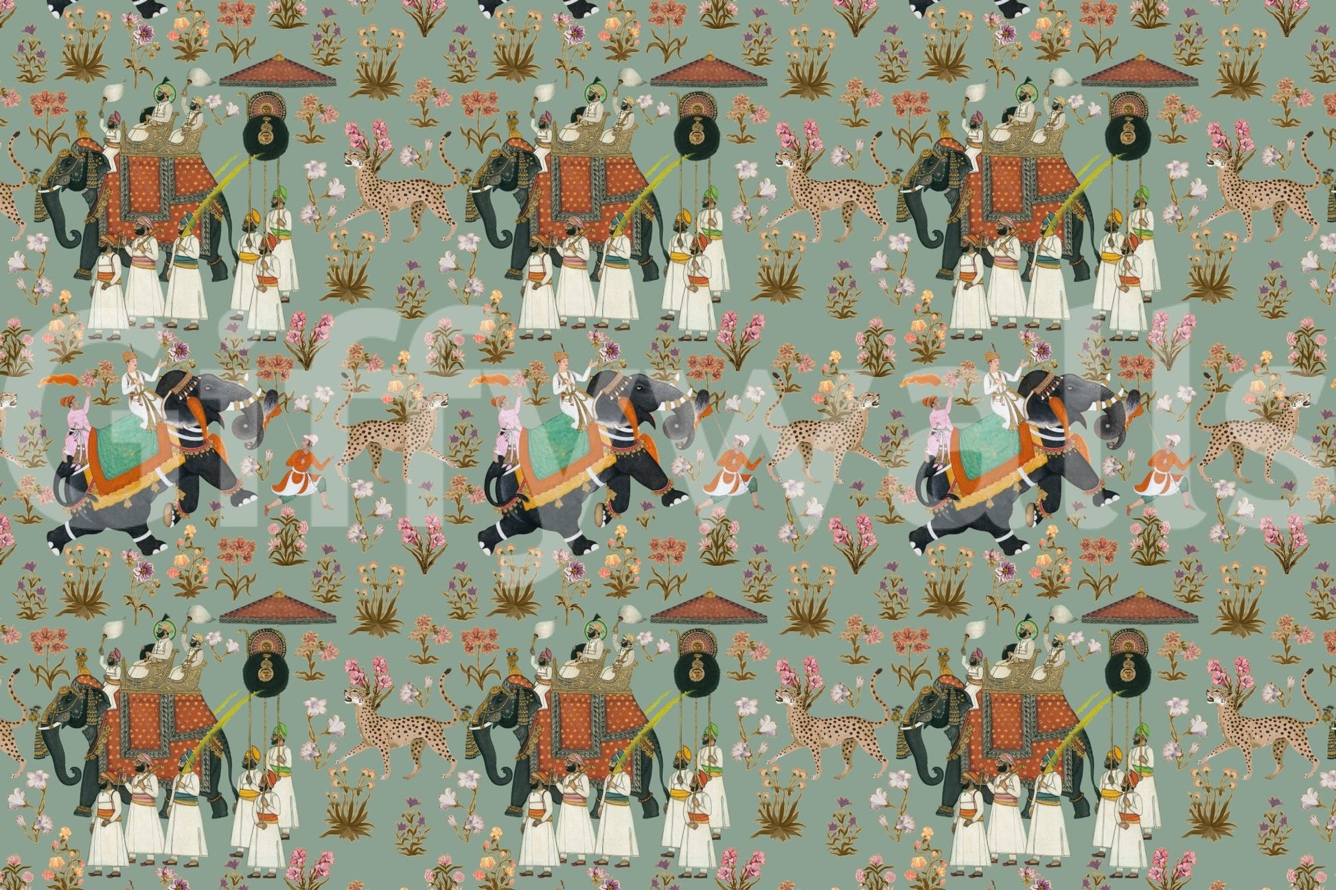 Regal Elephant Procession Wall Mural