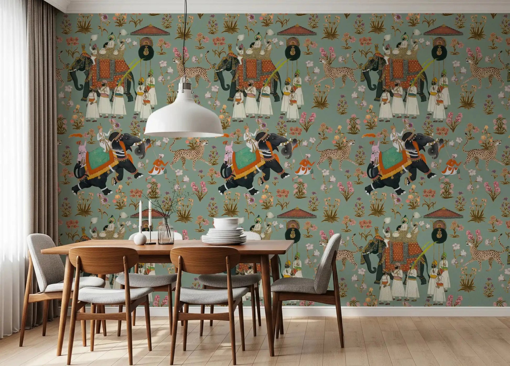 Regal Elephant Procession Wall Mural