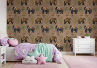 Girls room Regal Elephant Wall Mural with royal elephant heritage pattern, GD8975