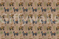 Regal mural with elephant figures and cultural pattern detail, GD8975