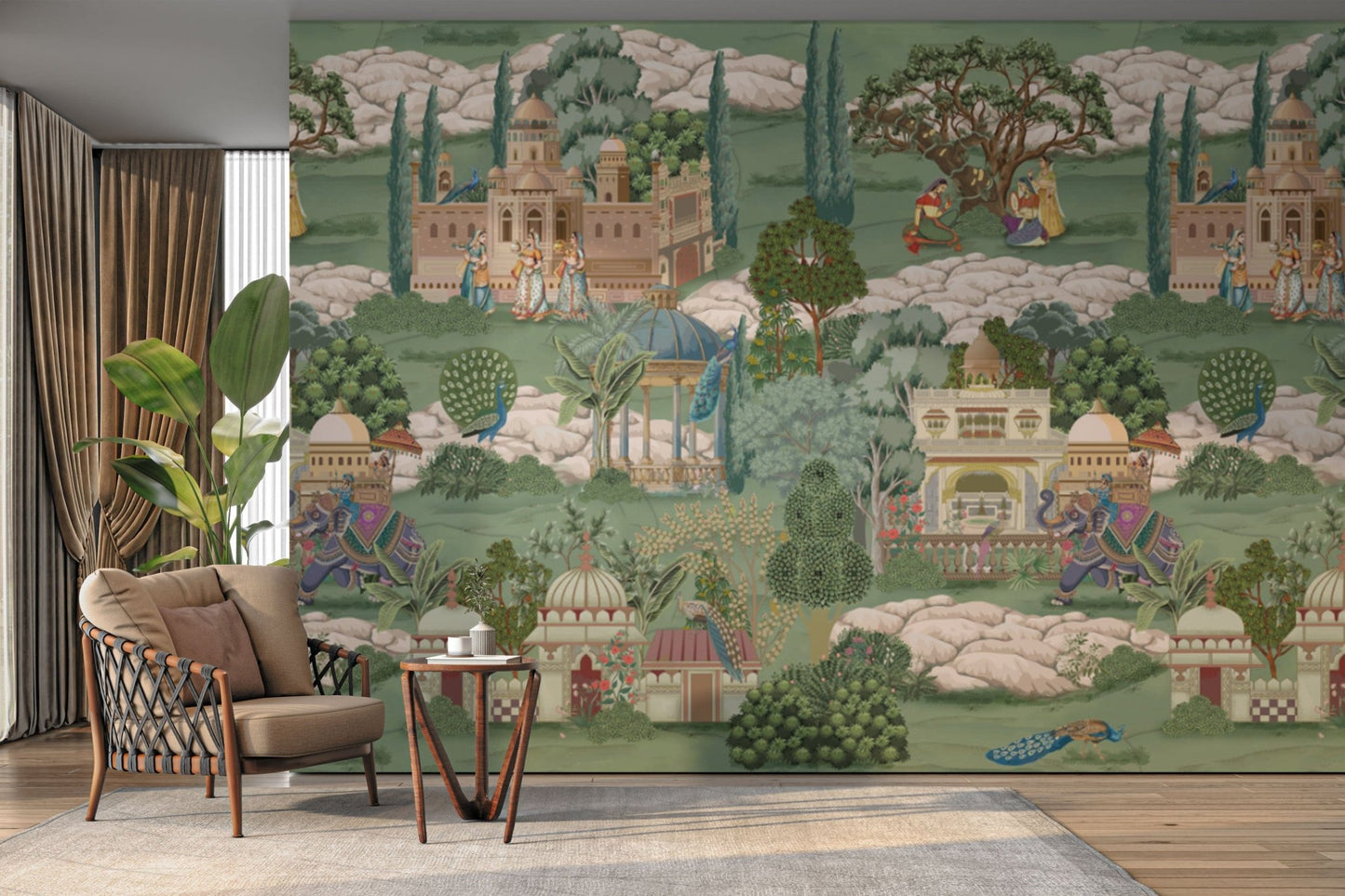 Indian garden procession wallpaper print

