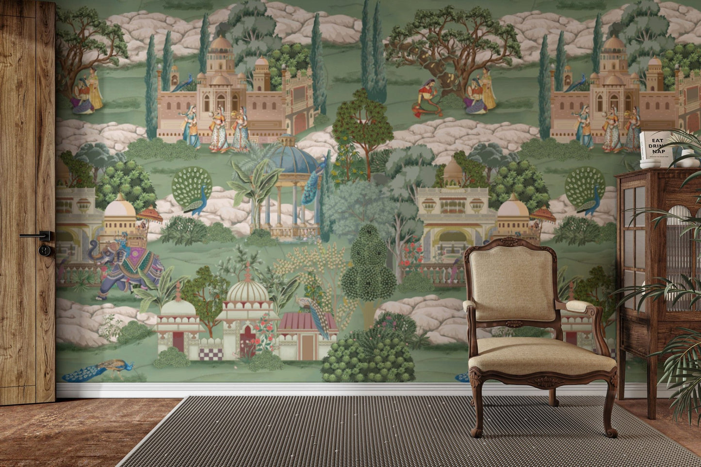 Mughal style garden procession mural

