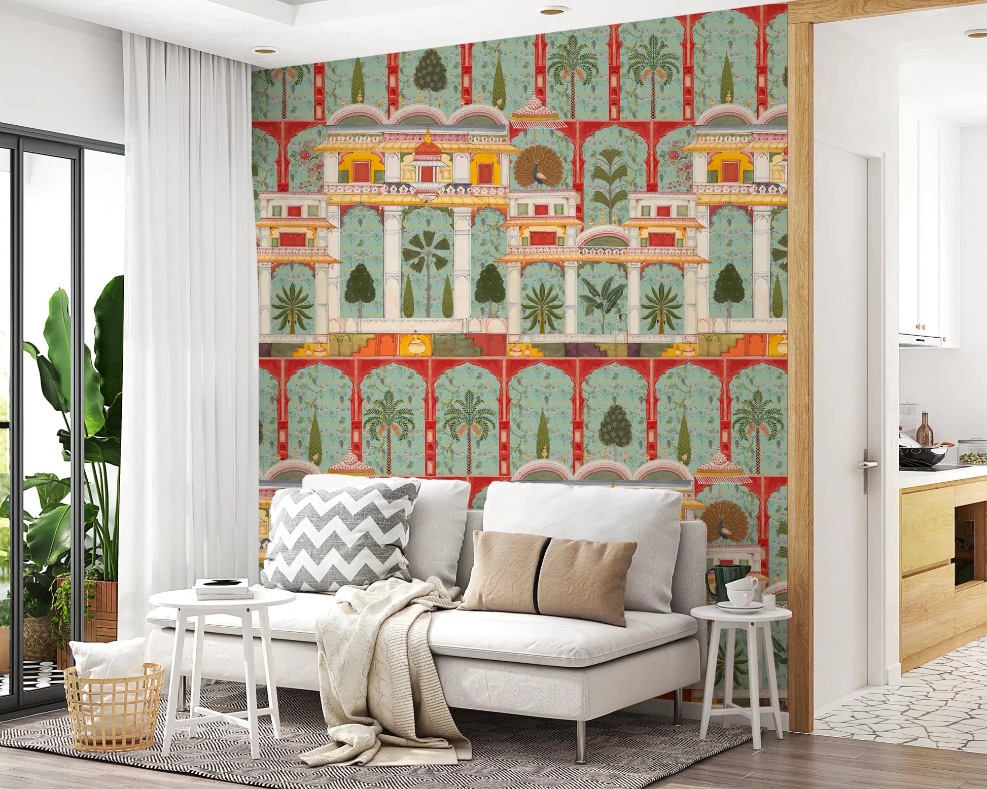 Traditional palace architecture wall mural in a bright Living room., GD8989