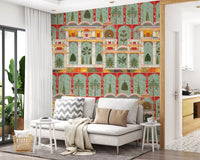 Traditional palace architecture wall mural in a bright Living room., GD8989