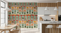 Heritage garden wall mural backdrop for a large kitchen space., GD8989