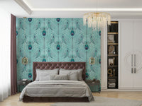 Stylish hallway with feather wallpaper for walls, GD2603