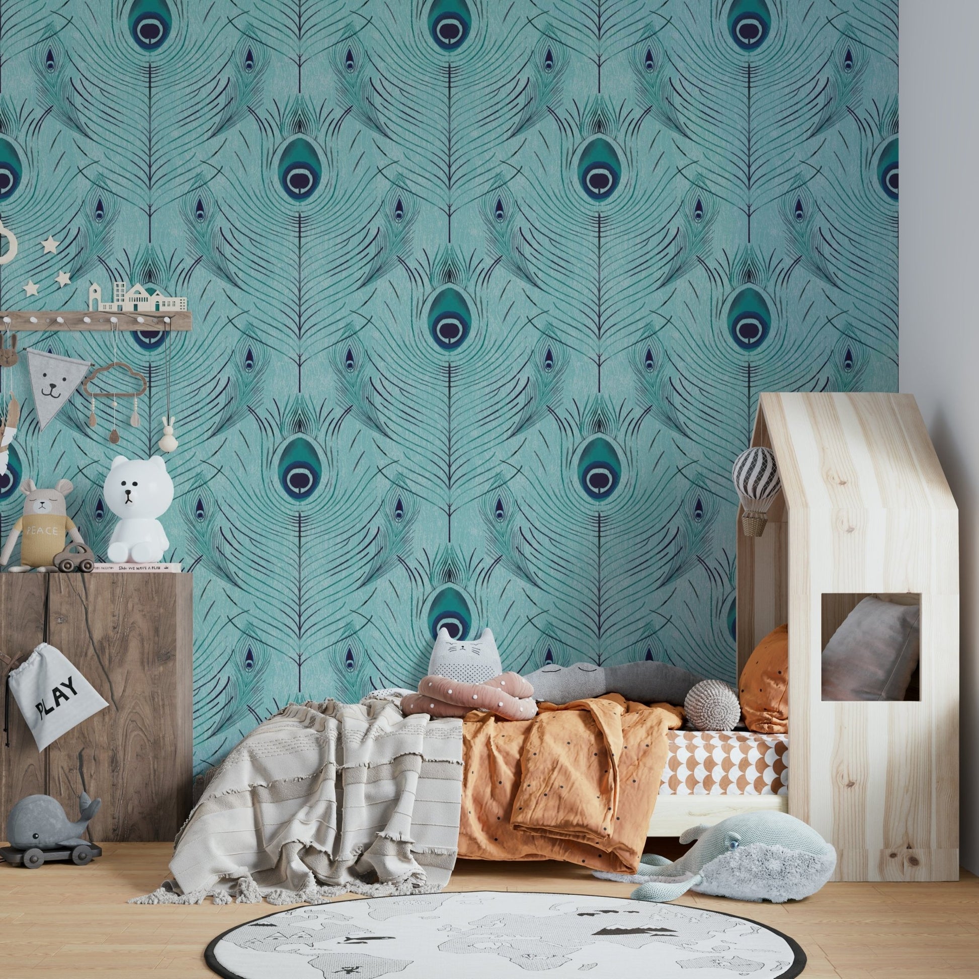 Modern interior using Regal Peacock Wallpaper, GD2603