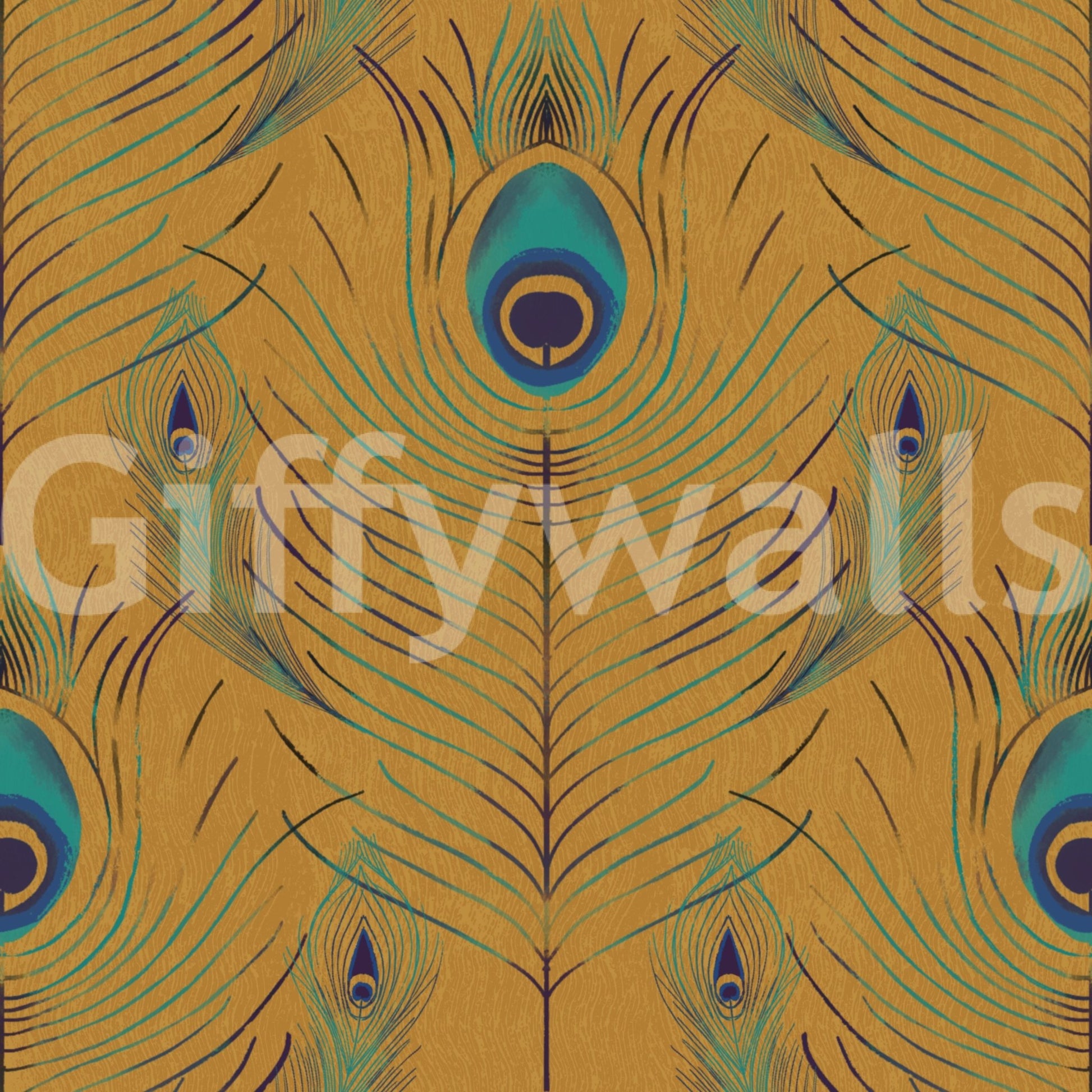 Regal wallpaper mural with delicate gold lines