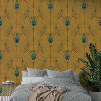 Elegant wall mural with peacock motif