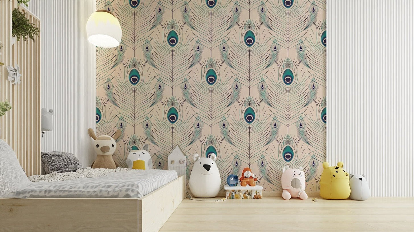 Wallpaper for walls with elegant feather details

