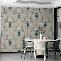 Classic off-white wallpaper with textured feather print

