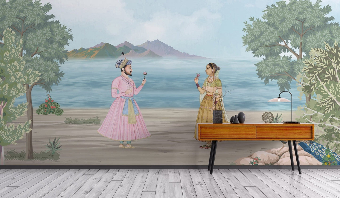 Regal Romance Mughal Wallpaper