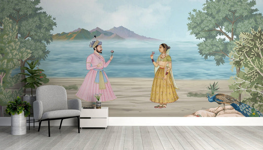 Regal Romance Mughal Wallpaper