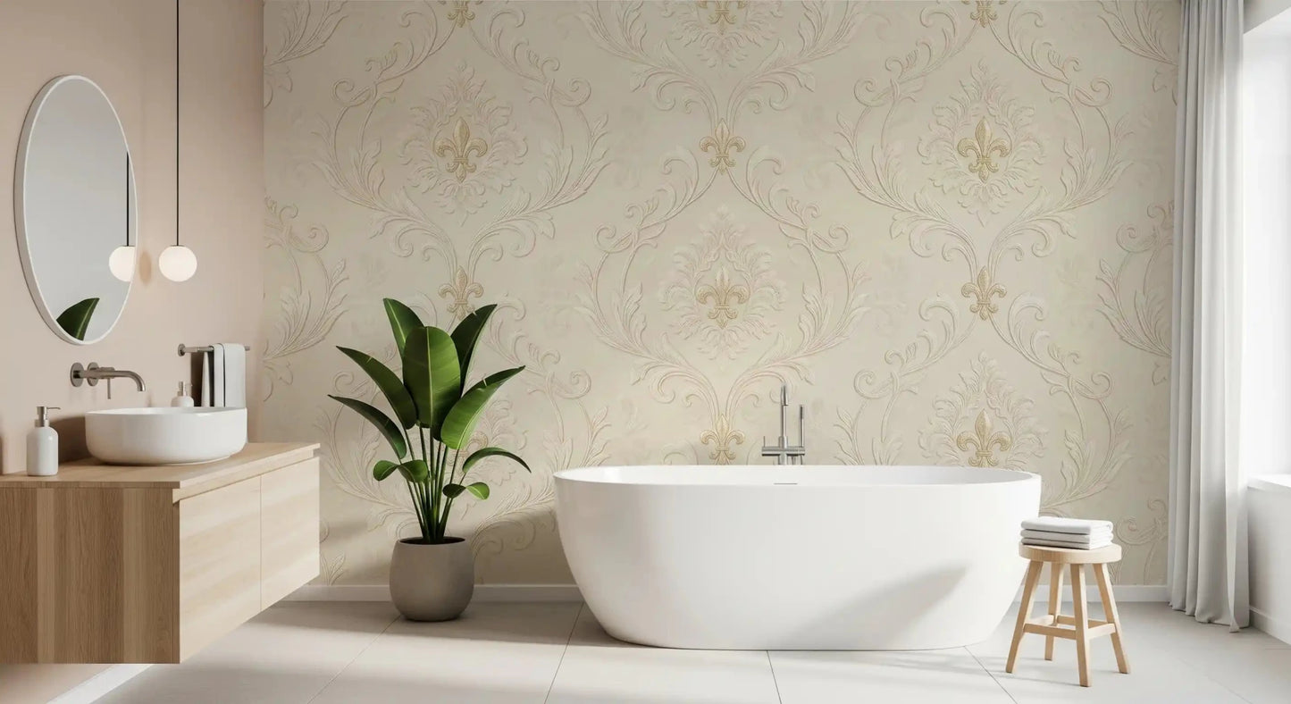 Regal Scrollwork Elegance wall mural with subtle classic texture and symmetry