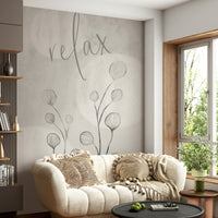 Close-up of abstract natural shapes in Relax mural


