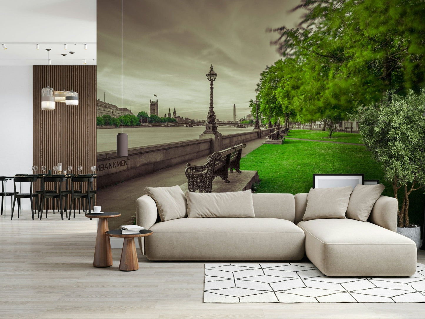 Serene park wallpaper, a Restful Moments view, vibrant green and stone.