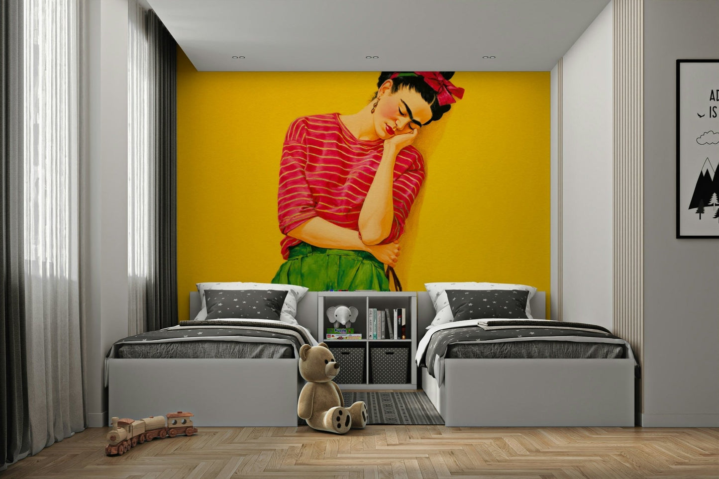 Meditation space mural in soft, reflective palette, GD2128