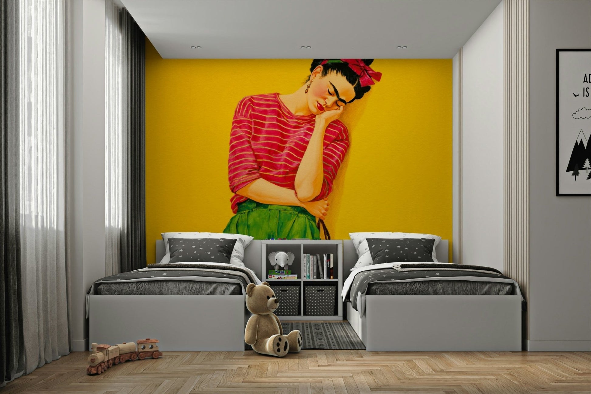 Meditation space mural in soft, reflective palette, GD2128