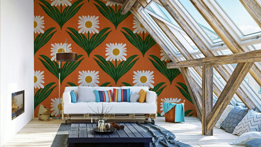 The design has a distinct 1970s or "mod" aesthetic.
