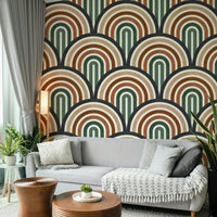 The colors are soft, muted tones of mustard yellow, avocado green, burnt orange, and cream. GD3430

