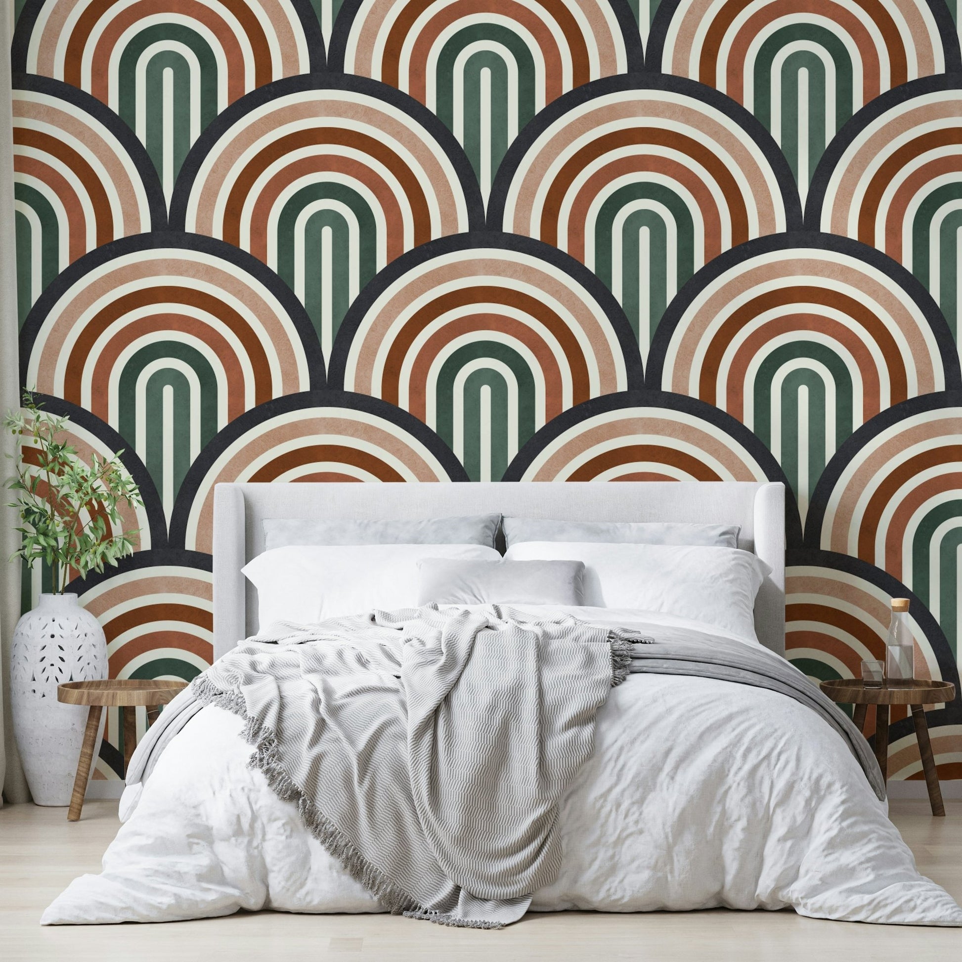 The image shows an artistic impression of a serene archway pattern with a soft, retro feel. GD3430

