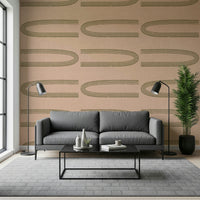 A beautiful modern art wall mural of curved lines.