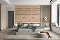 An artistic geometric arch mural on minimalist wallpaper.