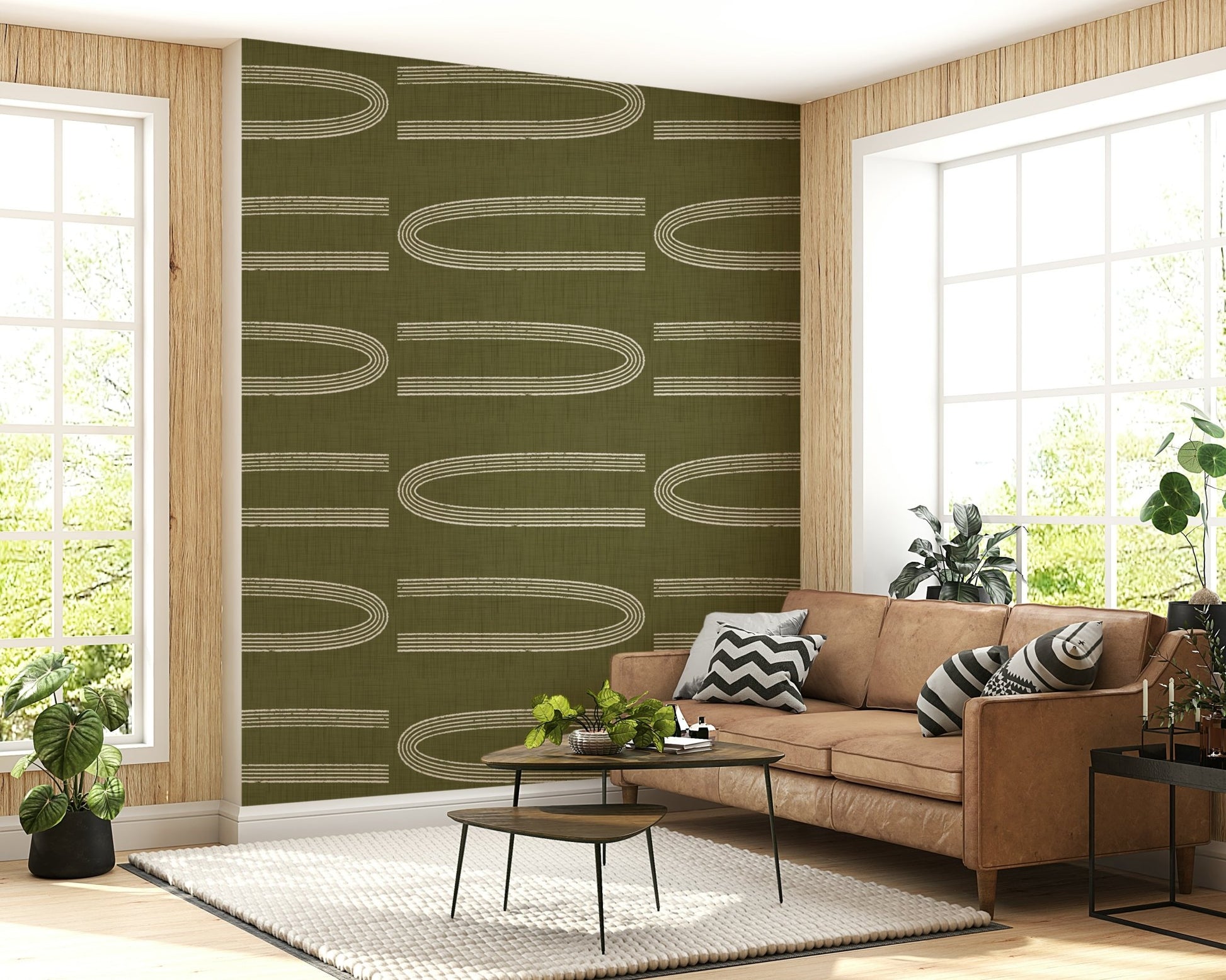 A beautiful modern art wall mural of delicate lines.