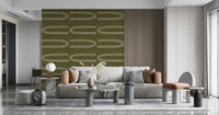 A calming abstract design wallpaper mural that defines a space.