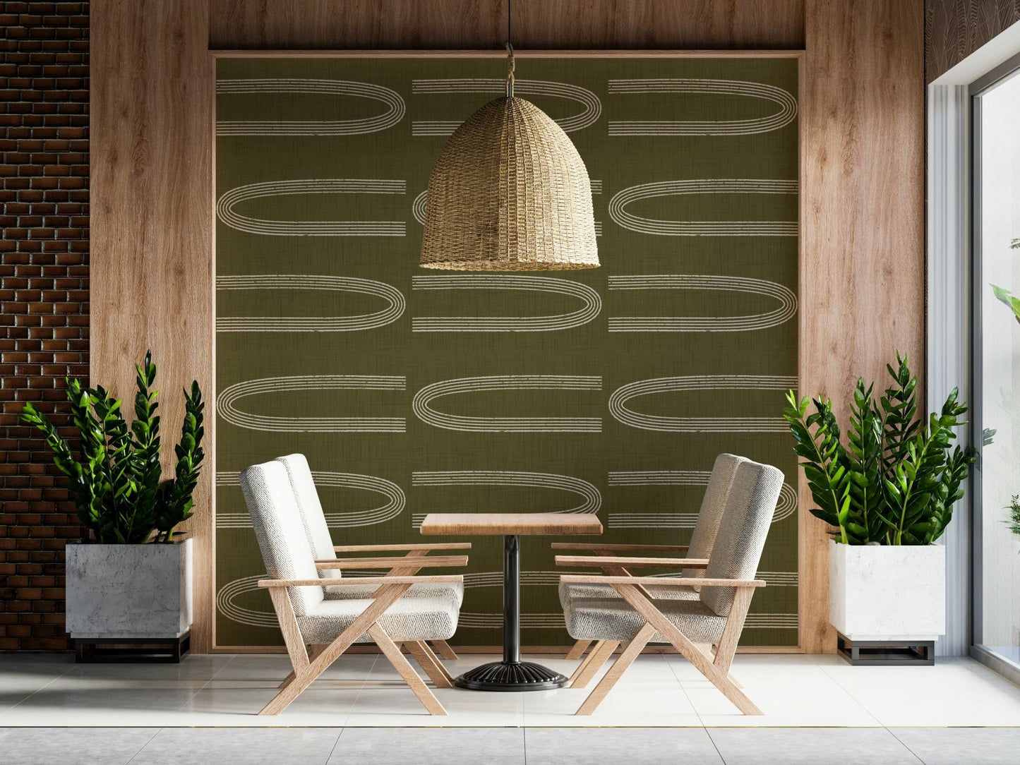 An artistic minimalist form mural for home decor.