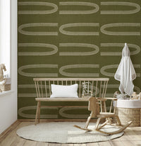 A graceful subtle curve wall mural in cool, tranquil tones.