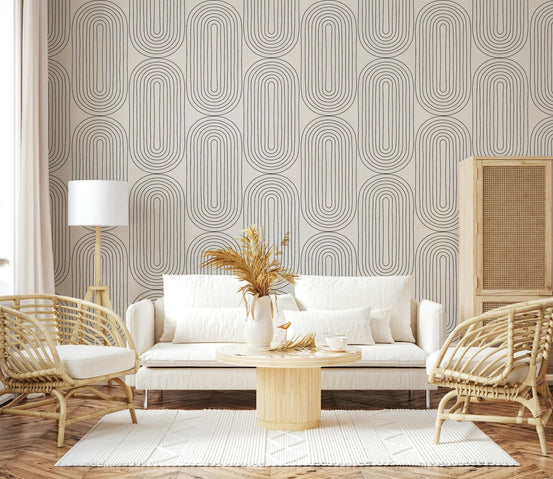 Geometric concentric arches of Retro Arches wallpaper., GD6963
