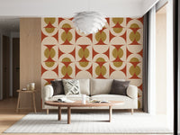 Outlandish peel and stick mural drab mustard, ferruginous background.