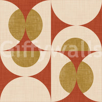 Freaky Retro Arcs Wallpaper repeating desert tones, caramel arcs, swirls.
