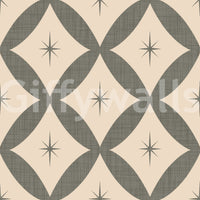Brouhaha geometric stars, wall mural, Retro Atomic Starburst Wallpaper.