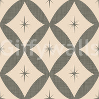 Brouhaha geometric stars, wall mural, Retro Atomic Starburst Wallpaper.