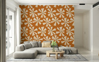 Retro Bloom Burst wall mural, featuring lackadaisical flower geometry.