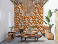 Sempiternal style: Retro Bloom Burst, a beige and orange mural.
