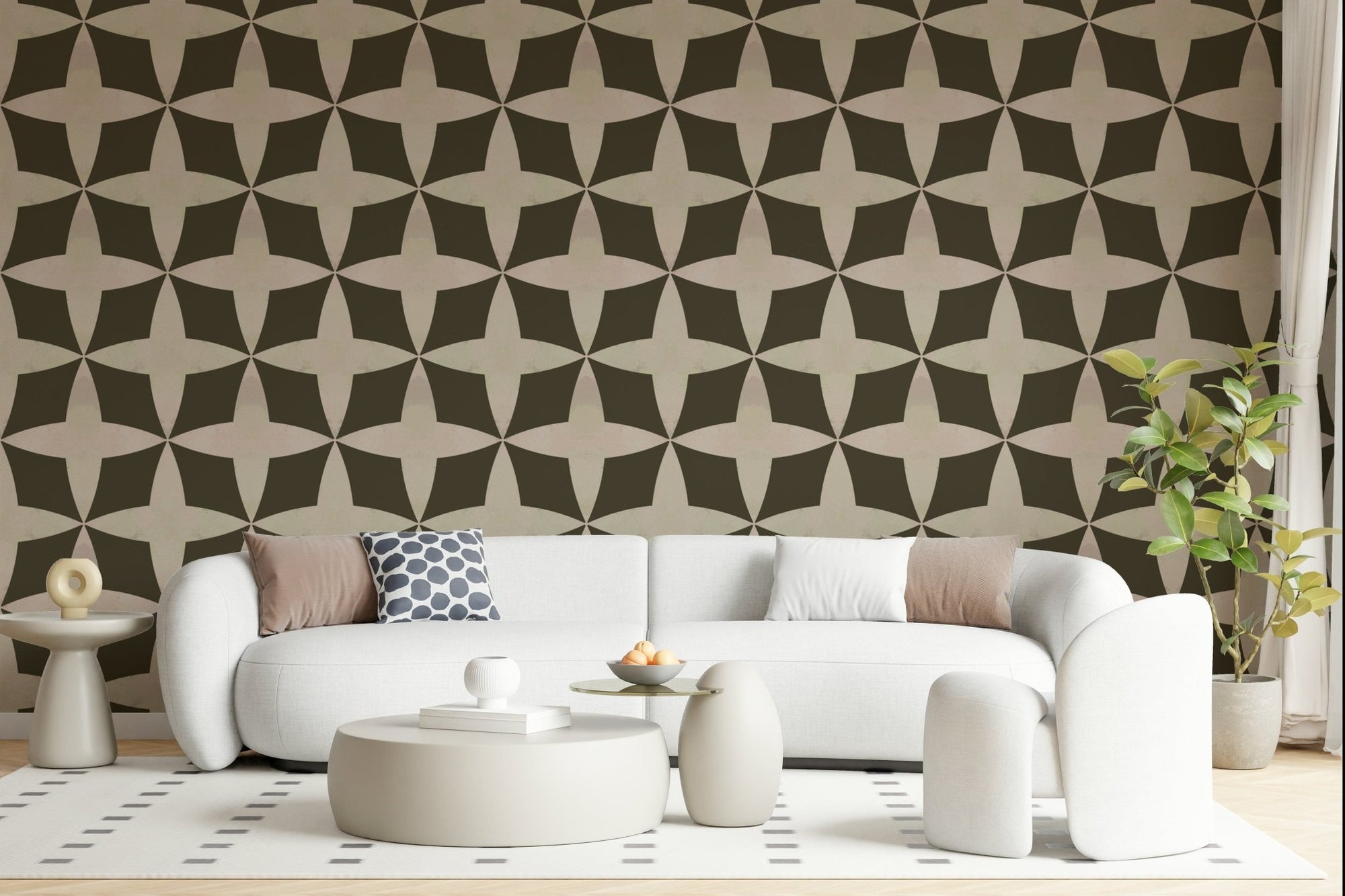 Retro Bloom Echo wallpaper for walls geometric floral design pattern, GD7156