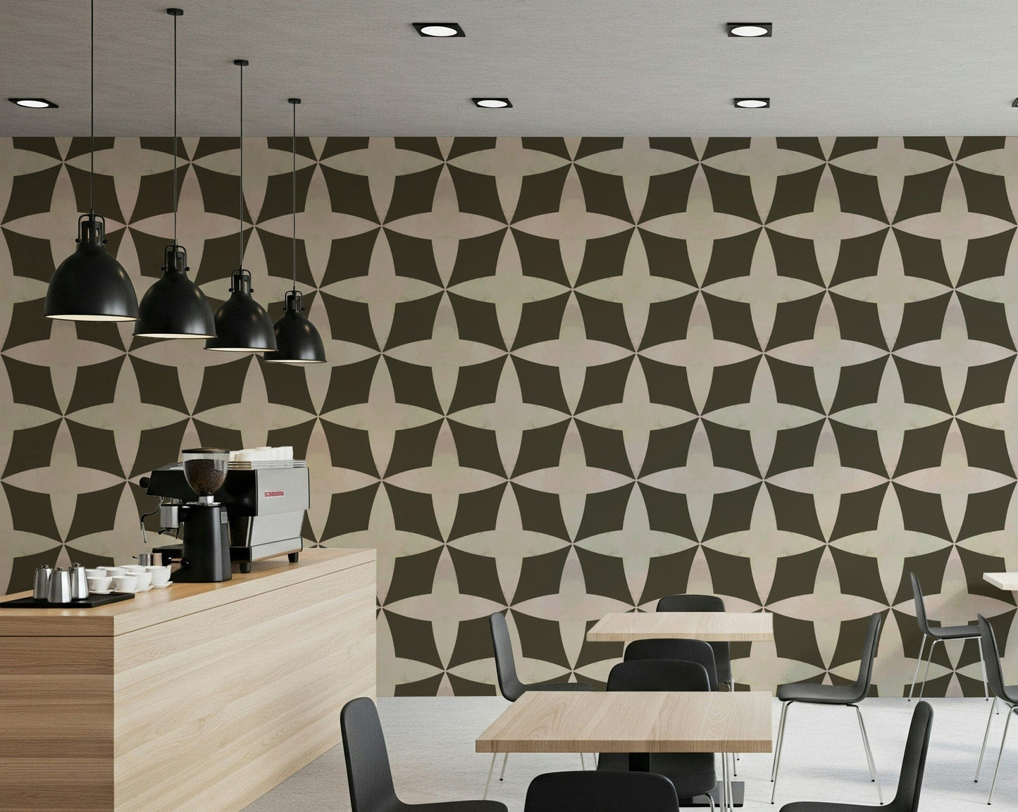 Curved diamond tile wallpaper mural Retro Bloom Echo simple elegant motif