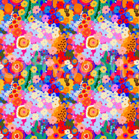 Retro Bloom Wallpaper with packed floral shapes and bright contrasting tones, GD8822