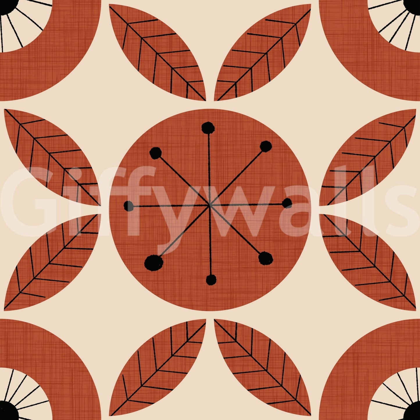 Bold Retro Bloom Pattern, striking repeating mid-century graphic wallpaper.