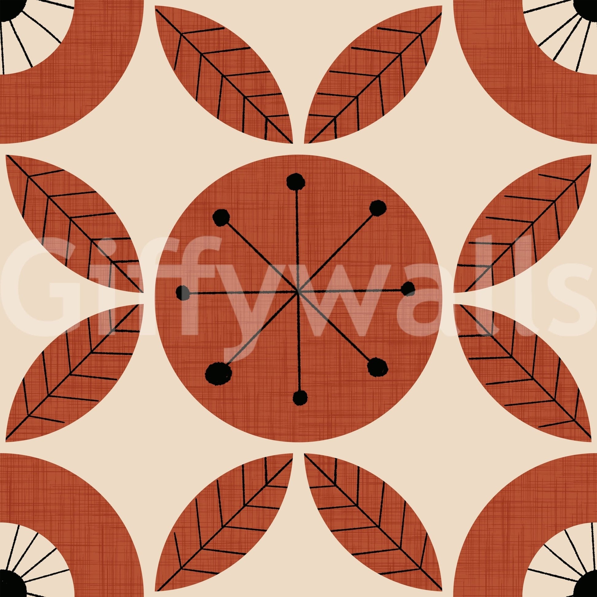Bold Retro Bloom Pattern, striking repeating mid-century graphic wallpaper.