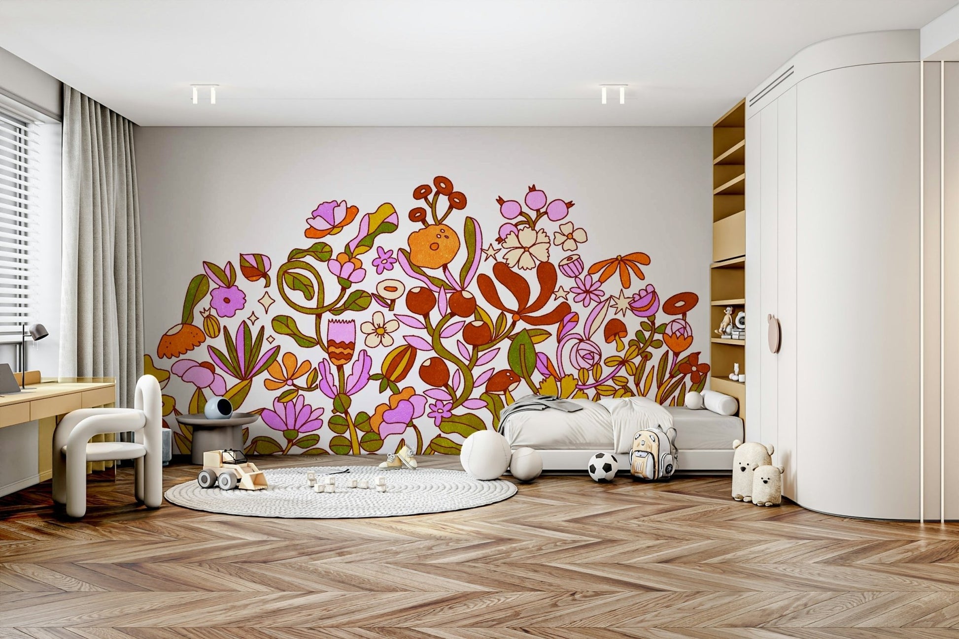 Soft pastel floral Retro Bloom wallpaper design

