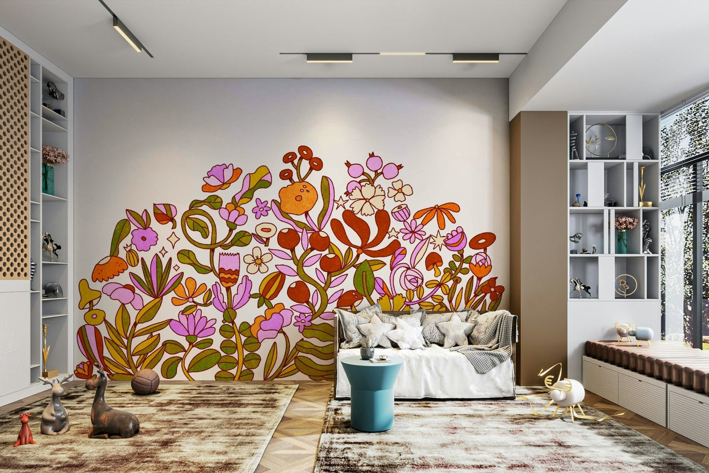 Retro Bloom wallpaper with retro floral motifs


