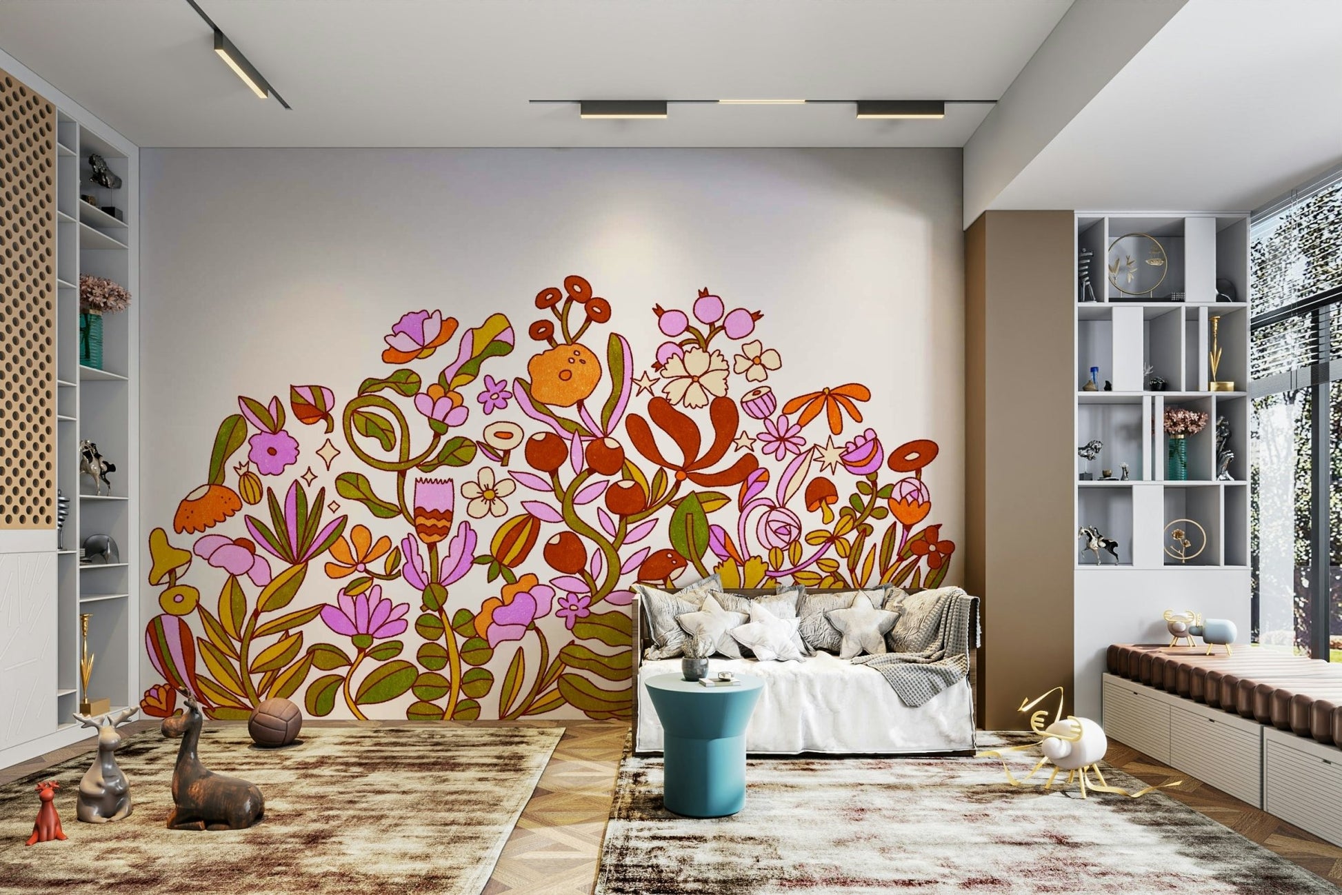 Retro Bloom wallpaper with retro floral motifs

