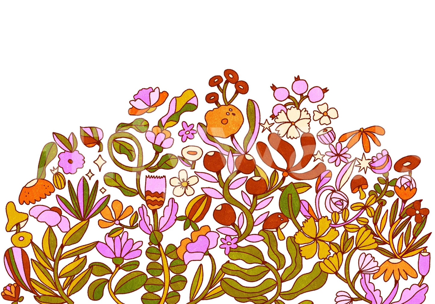 Retro Bloom Wall Mural