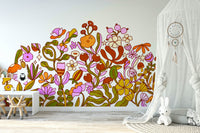 Retro Bloom wallpaper mural with large flower prints

